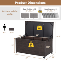 Tangkula 50 Gallon Wicker Deck Storage Box, Patio Rattan Storage Container with 2 Universal Wheels