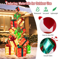 Tangkula Tour de cadeaux pré-éclairée de 1,70 m avec 15 boîtes de Noël lumineuses, nœud et 483 ampoules LED