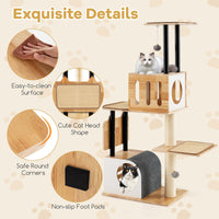 Tangkula Modern Cat Tree, Tall Multi-Level Cat Tower with Double Condos, Jumping Platforms