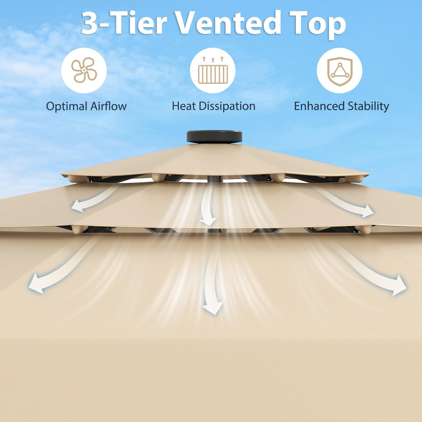Tangkula 3 Tiers Scalloped Outdoor Table Market Umbrella with 32 LED Lights