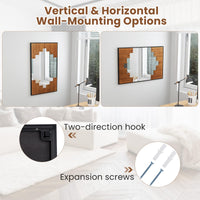 Miroir mural rectangulaire décoratif Tangkula, grand miroir mural de 37,5" x 26,5" avec cadre en forme de touches de piano, crochet bidirectionnel