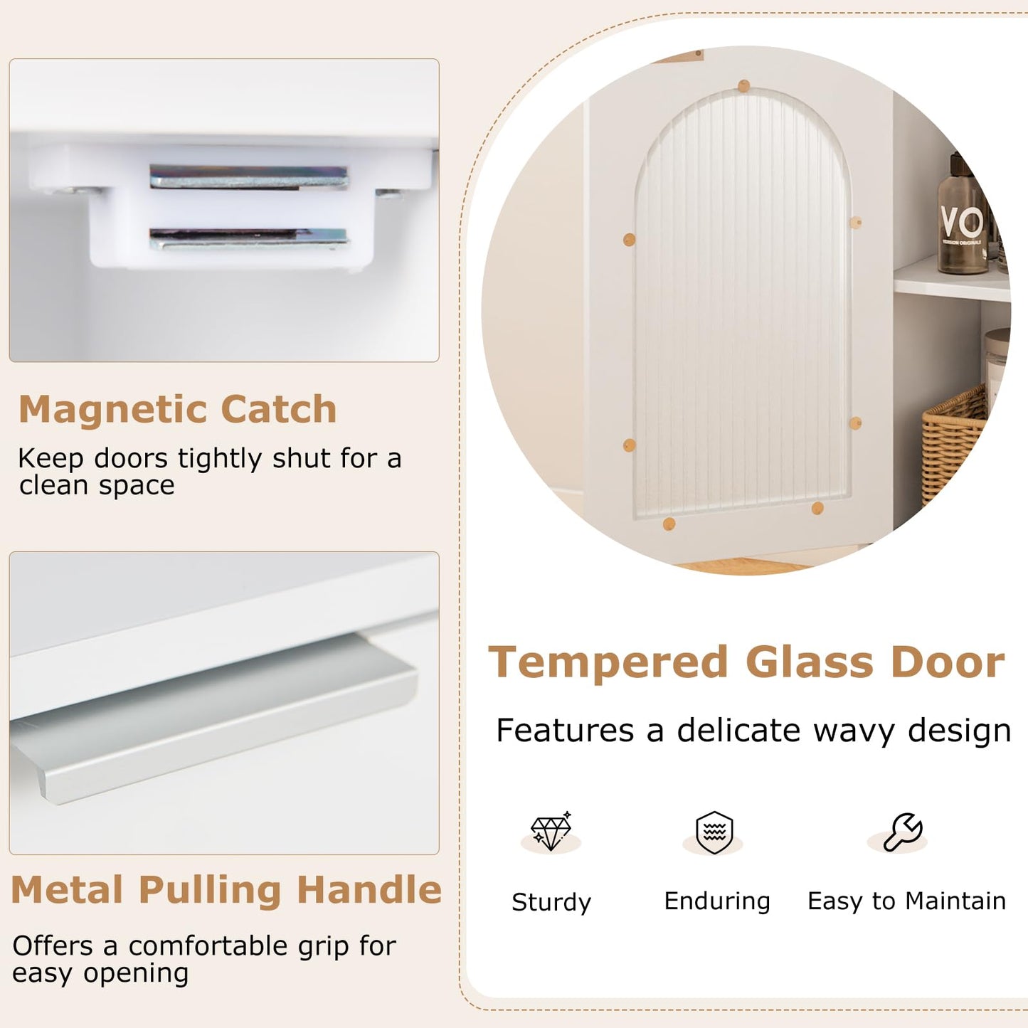 Tangkula Bathroom Floor Cabinet with Adjustable Shelf