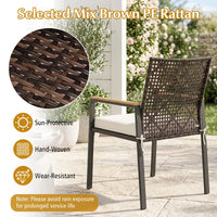 Tangkula Wicker Patio Chairs Set of 4 Hand-Woven PE Rattan Outdoor Chairs