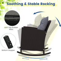 Tangkula 3 Piece Wicker Outdoor Rocking Chairs Set for Porch Garden Patio Backyard Poolside