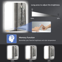 Tangkula 80CMx60CM Mirror with LED Lights with Dimmable 3 Color Temperatures