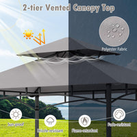 Tangkula 8x5 Ft Grill Gazebo, 2-Tier Barbecue Gazebo with 2 Shelves, 10 Hanging Hooks, Bottle Opener & Storage Basket