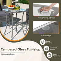 Tangkula 3-Piece Patio Furniture Set w/A Tempered Glass Table & 2 Cushioned Chairs