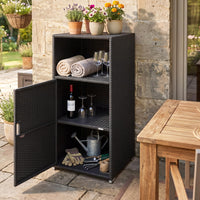 Tangkula Rattan Outdoor Storage Cabinet with 3 Storage Shelves