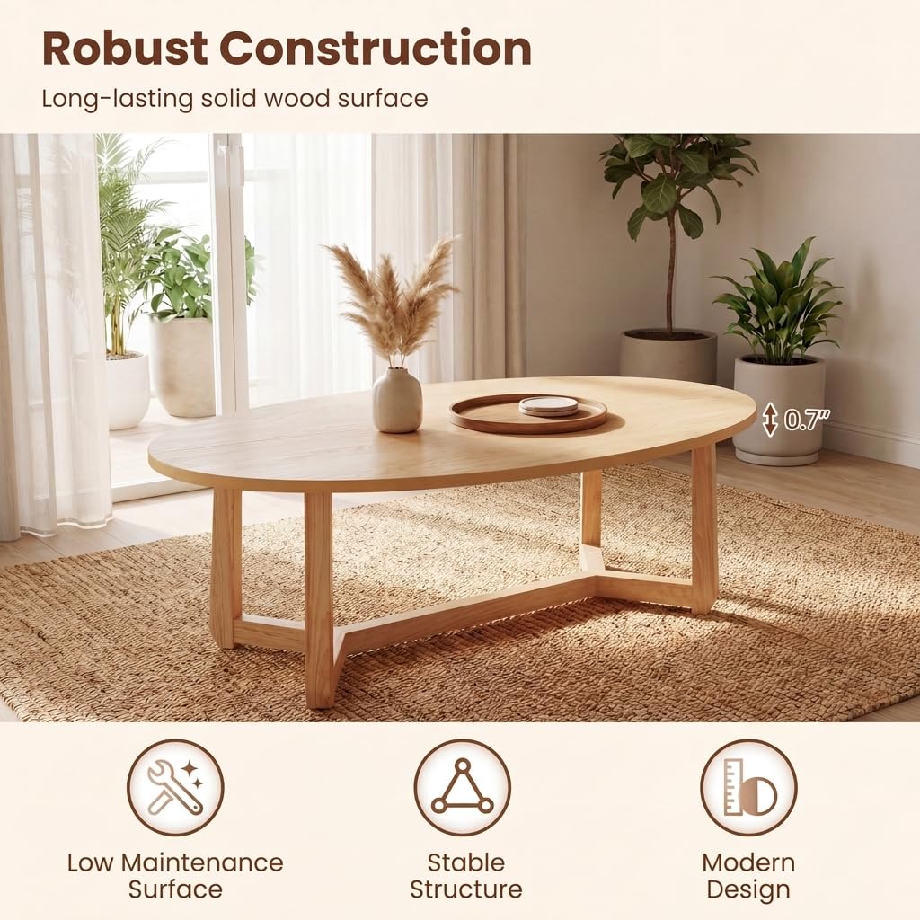 Tangkula 46" Oval Coffee Table for Living Room