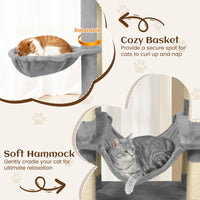 Tangkula 80 Inch Tall Cat Tree with 2 Condos Plush Perch Dangling Toys for Indoor Cats