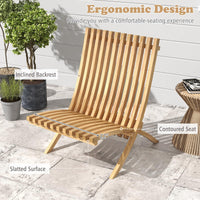 Tangkula Folding Patio Chair Teak Wood Outdoor Lounge Chair