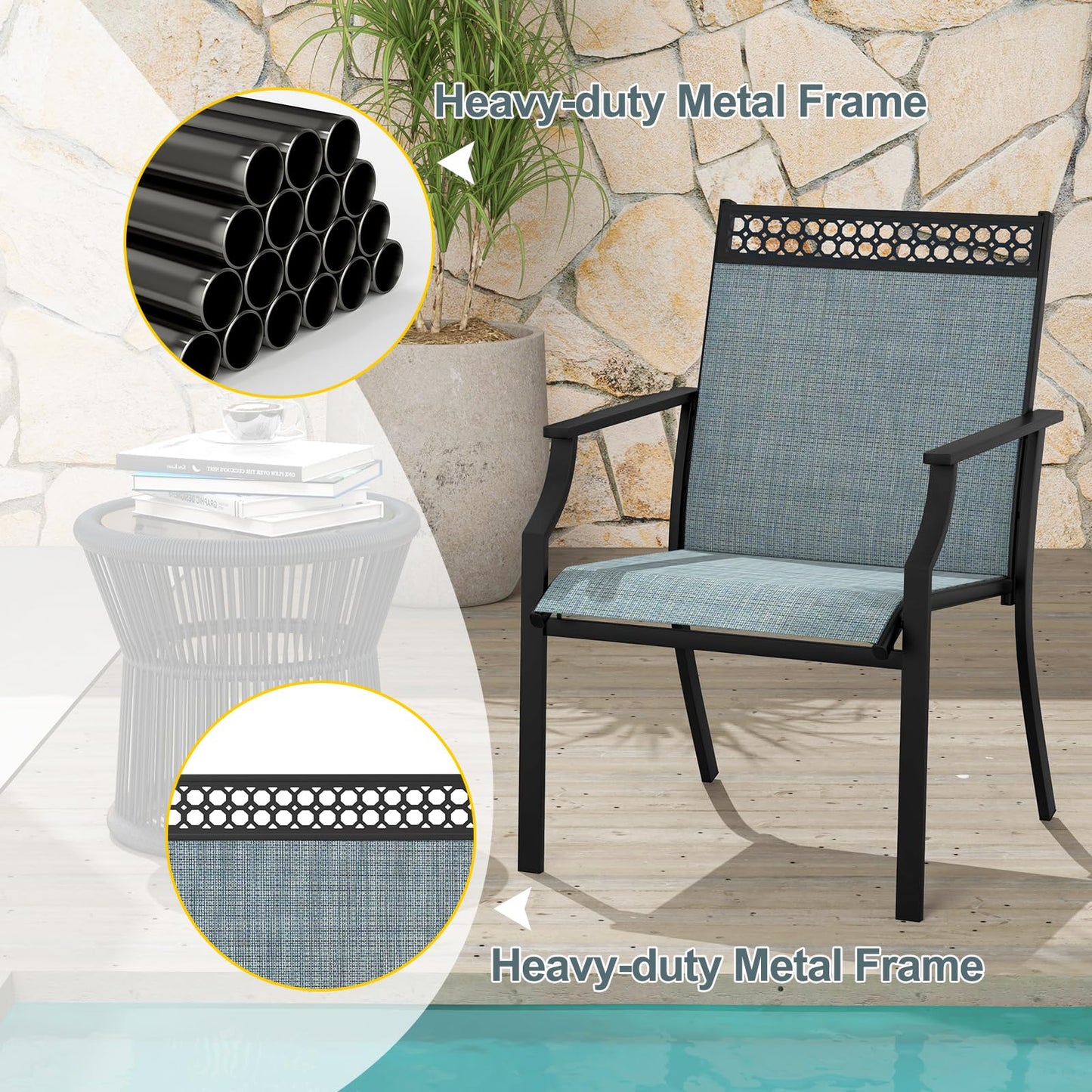 Tangkula Patio Dining Chairs Set of 2/4, All Weather Outdoor Chairs with High Back, Armrests