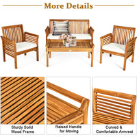 Tangkula 4 Piece Outdoor Acacia Wood Sofa Set