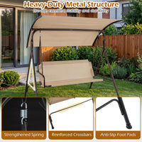 Tangkula 3 Seat Outdoor Patio Swing Chair with Breathable Mesh Fabrics