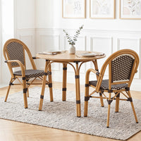 Tangkula Outdoor French Bistro Chairs Hand-Woven PE Wicker Patio Chairs(2/4)