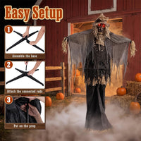 Tangkula 7.3 FT Animated Halloween Standing Skeleton Scarecrow Decoration