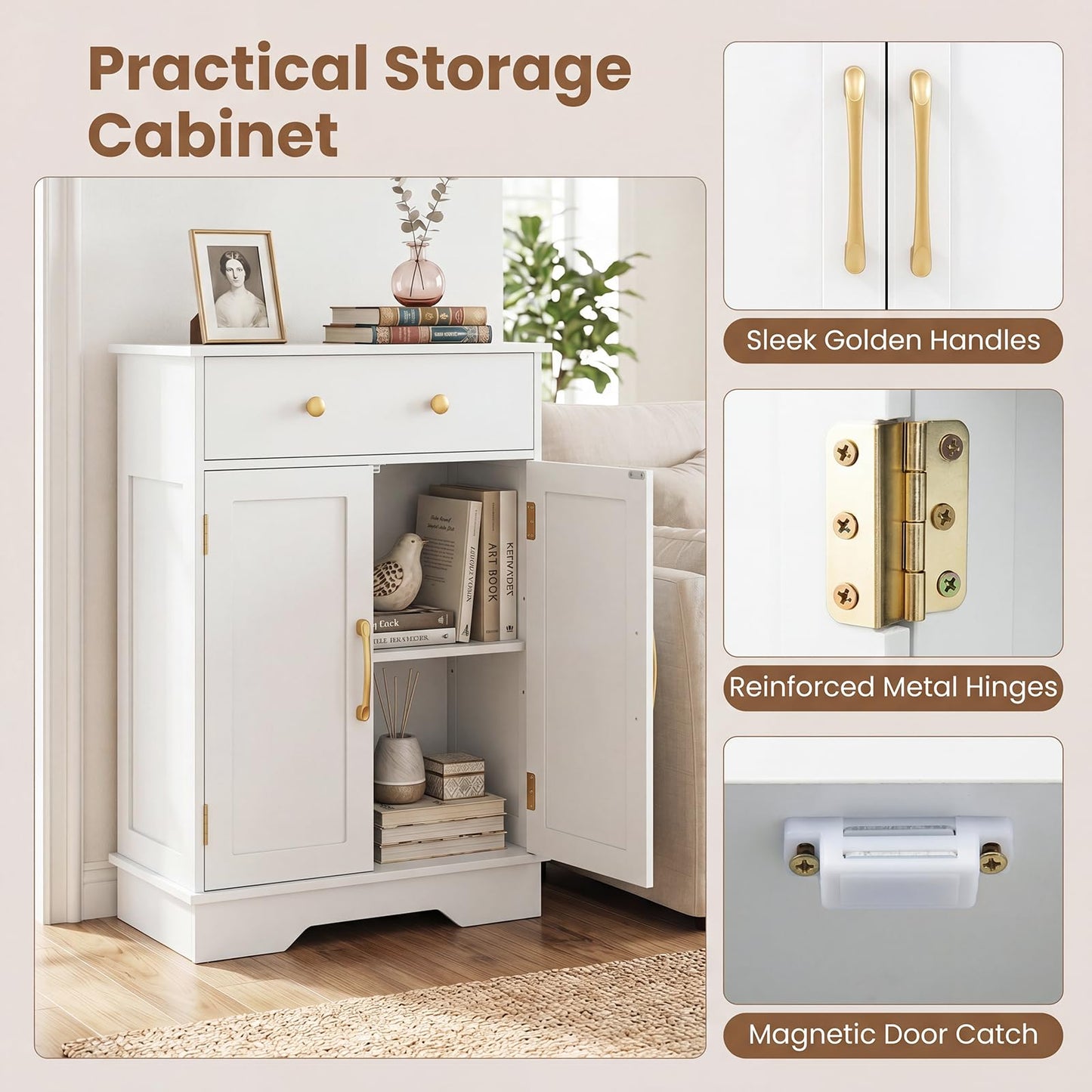 Tangkula Bathroom Floor Cabinet for Living Room