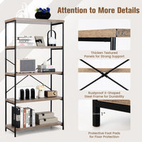 Tangkula 5 Tier Bookcase for Living Room