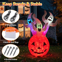 Tangkula 6 FT Halloween Lighted Inflatable 3 Ghosts in Pumpkin