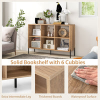 Tangkula 6 Cube Bookshelf, 2-tier Wood Storage Open Bookcase with Elevated Metal Legs, 5-Position Adjustable Shelf