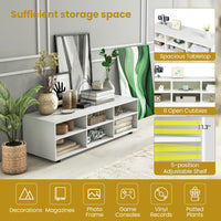 Tangkula 6 Cubby TV Stand for TVs up to 55 Inches, White Wood Entertainment Center with 6 Storage Cubbies & 5 Positions Adjustable Shelves