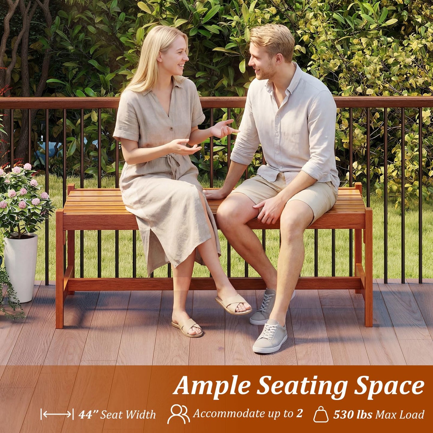 Tangkula Outdoor Wood Bench Backless for Backyard