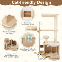 Tangkula Tall Cat Tree for Indoor Cats, 55 Inch Multi-Level Cat Tower Activity Center with Hammock