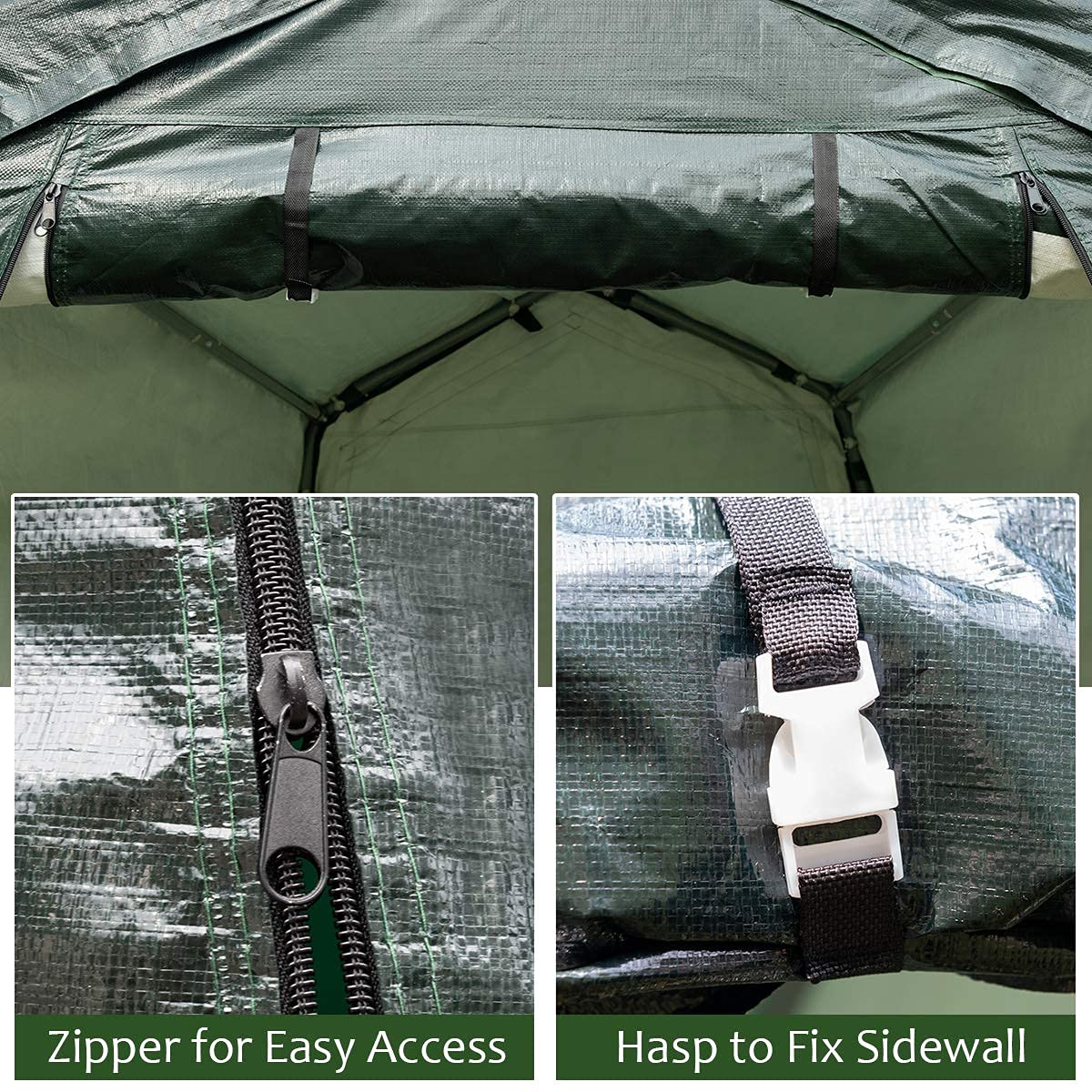 Tangkula Outdoor Carport Patio Storage Shelter, Enclosed Carport Shed w/All-Steel Metal Frame and Waterproof Ripstop Cover