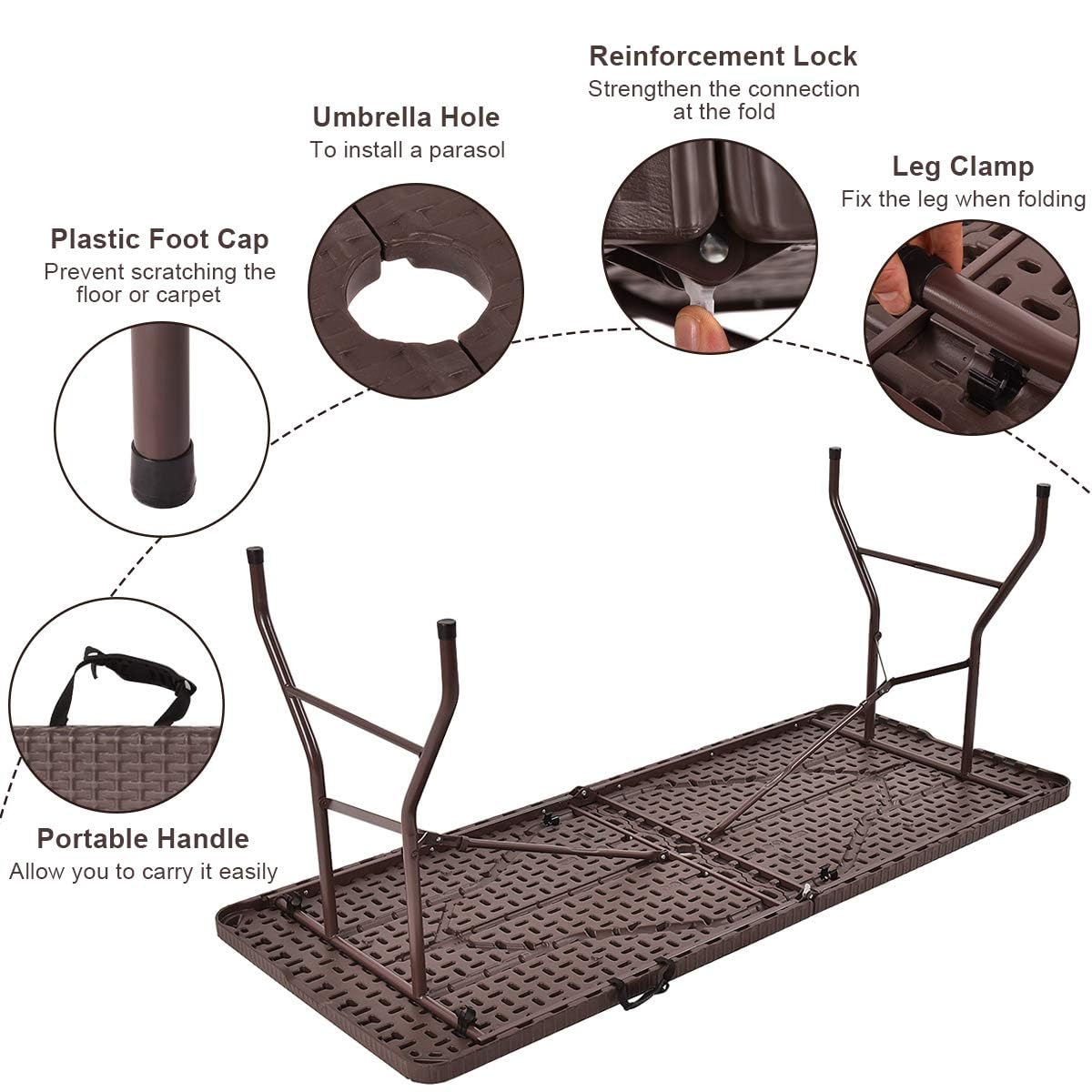 TANGKULA 6' Folding Table with Carrying Handle