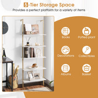 Tangkula 5-Tier Bookshelf Modern Wall Mounted Ladder Shelf