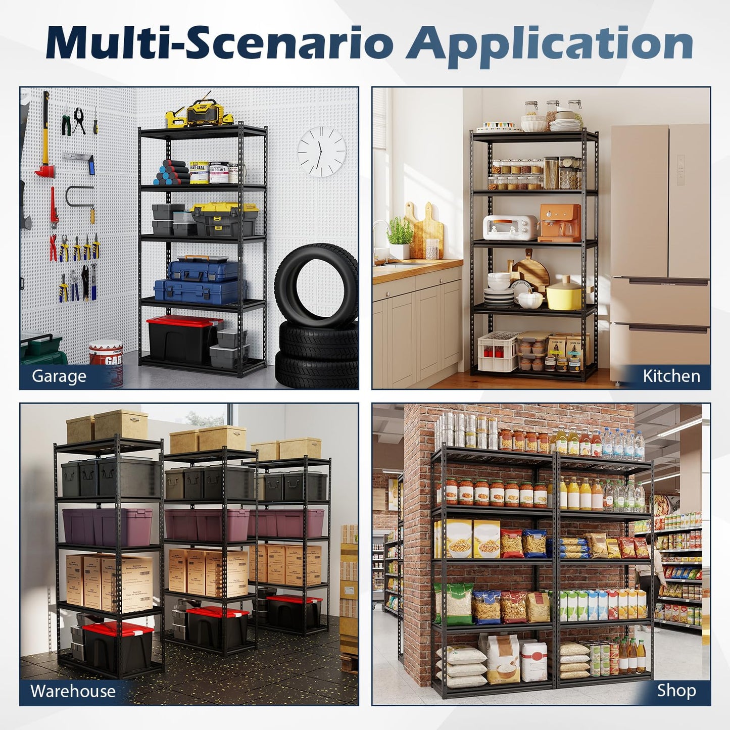 Tangkula 5-Tier Metal Garage Shelving Units with 2000 LBS Capacity (1/2/3/4)