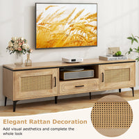 Tangkula Boho TV Stand Mid Century Modern Media Entertainment Center with Drawer