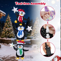 Tangkula 6 FT Lighted Christmas 3 Stacked Penguins