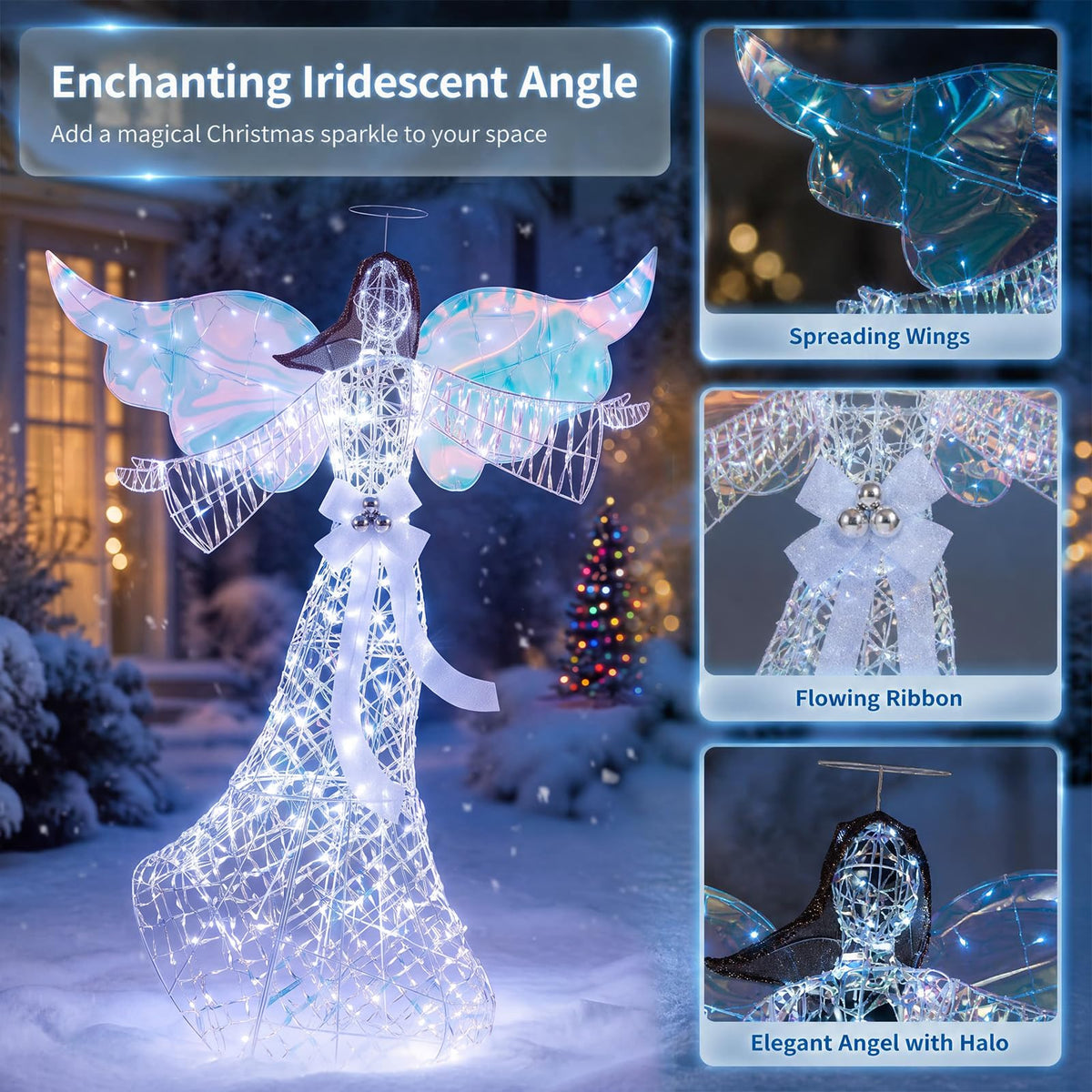 Tangkula 5.2 FT Christmas Lighted Iridescent Angel