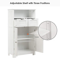 Tangkula Bathroom Floor Cabinet, Storage Cabinet w/One Open Shelf Two Doors and Two Adjustable Drawers, Standing Cupboard for Kitchen