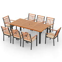 Tangkula 9 Pieces Patio Dining Set with Soft Cushions and 1.9” Umbrella Hole