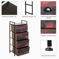 4 Drawer Dresser, Vertical Dresser Storage Tower with Fabric Drawers and Steel Frame