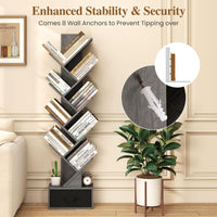 Tangkula Tree-Shaped Bookshelf with Folding Fabric Drawer