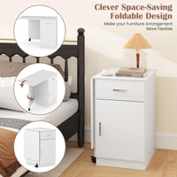Tangkula Folding Computer Desk with Storage Drawer & Cabinet