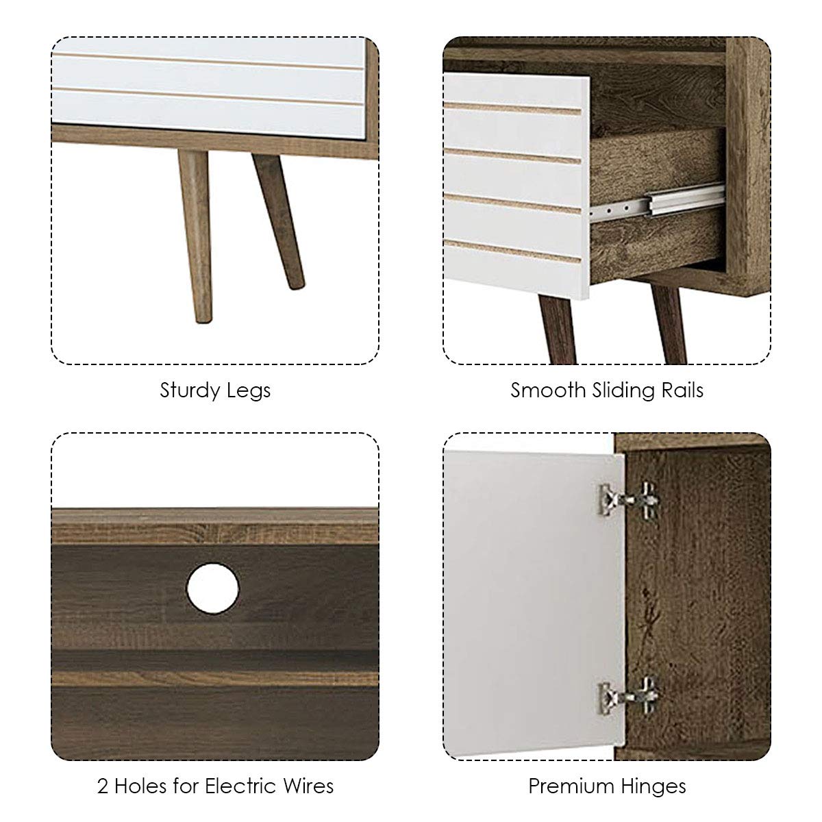 Tangkula Mid-Century Modern TV Stand for TVs up to 65 Inch, Wooden TV Console Table with Storage Shelves