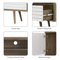 Tangkula Mid-Century Modern TV Stand for TVs up to 65 Inch, Wooden TV Console Table with Storage Shelves