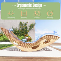 Tangkula Outdoor Double Chaise Lounge Chair, Acacia Wood Rocking Sunbed with Slatted Backrest and Seat