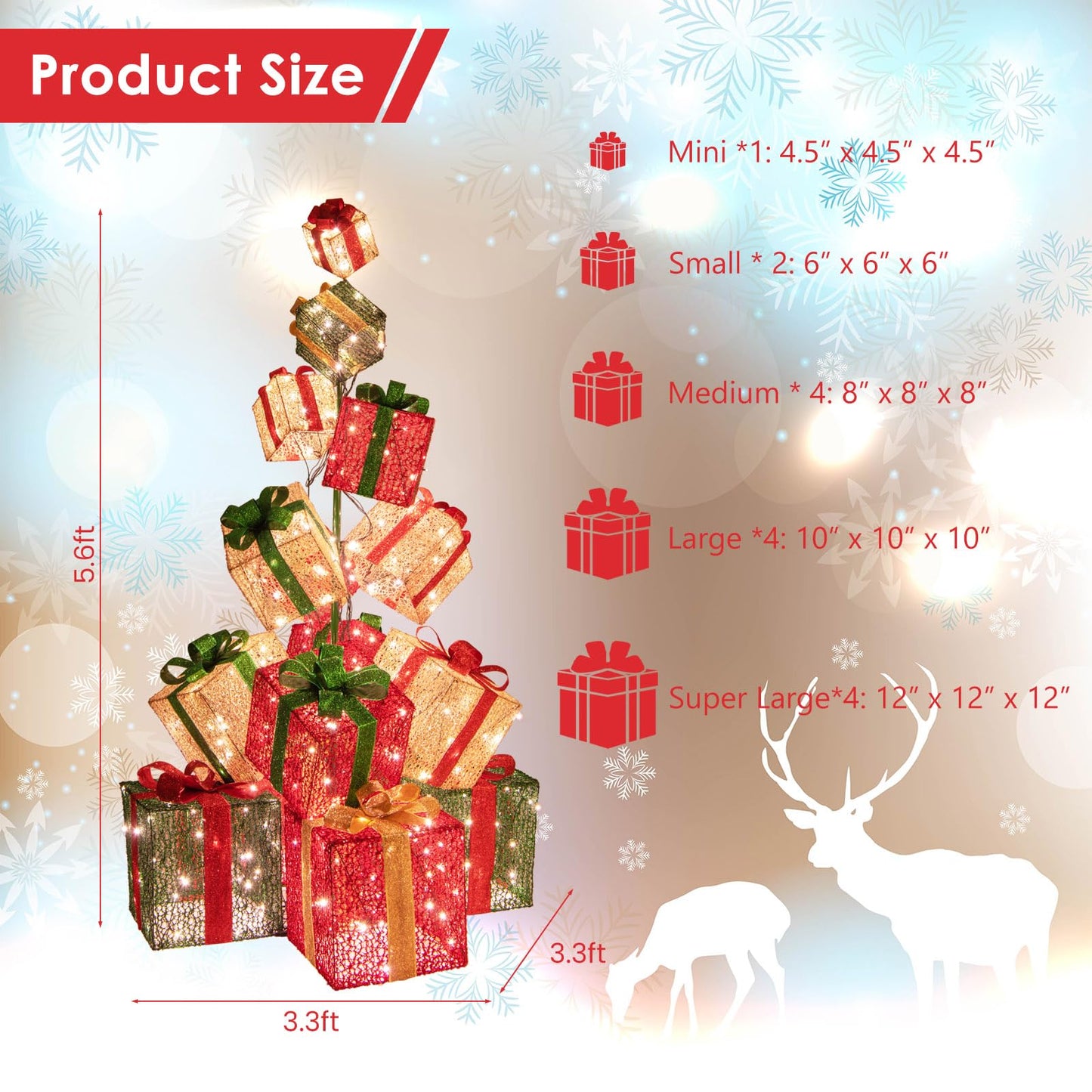 Tangkula 5.6 FT Lighted Gift Box Tower