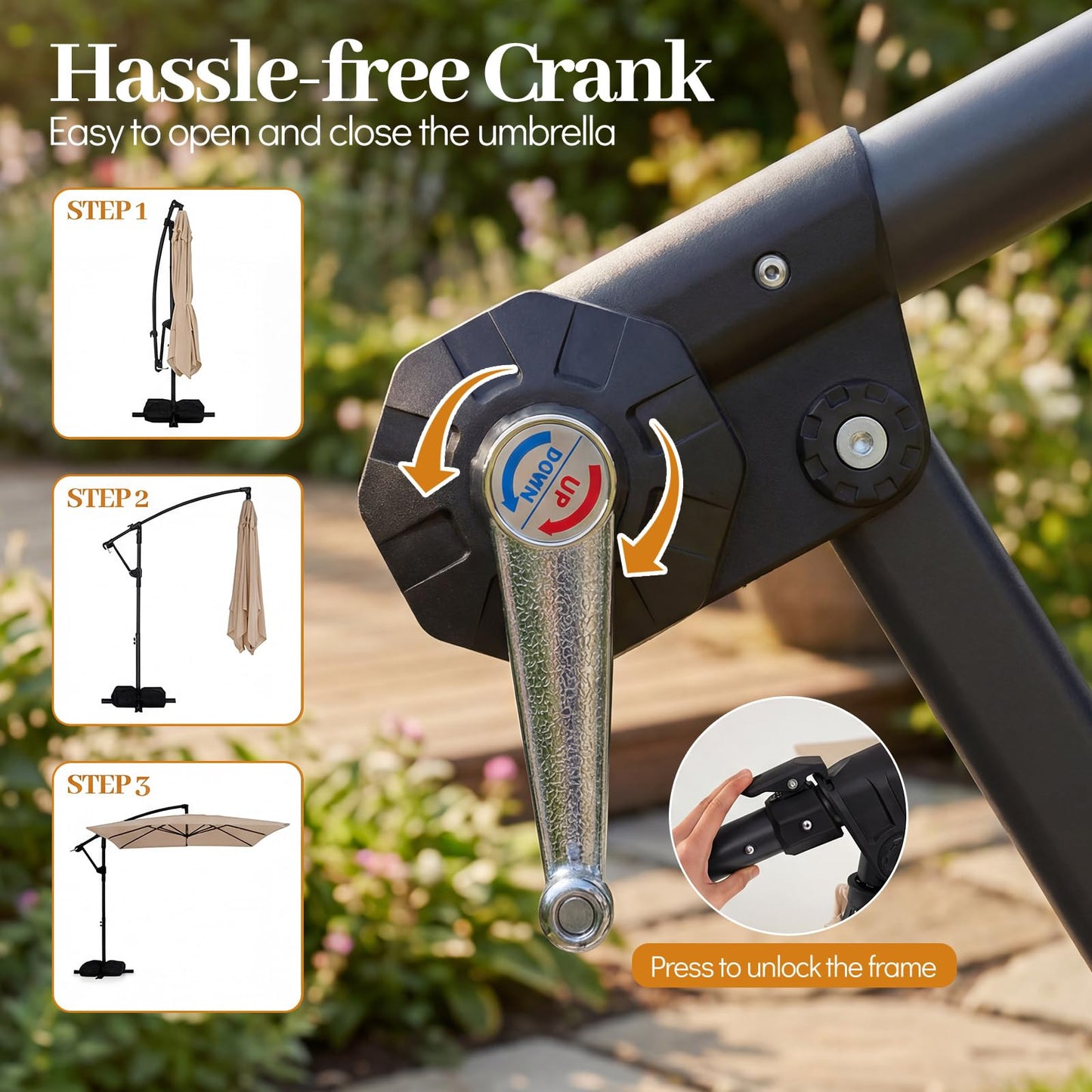 Tangkula 8x8 FT Patio Umbrella with Base Included Square Offset Cantilever 360 Degree Rotation