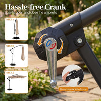 Tangkula 8x8 FT Patio Umbrella with Base Included Square Offset Cantilever 360 Degree Rotation