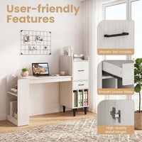 Tangkula Computer Desk with Storage Drawers & Bookshelf