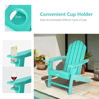 Tangkula Adirondack Chair Outdoor, Fade Resistant HDPE Armchairs with Cup Holder