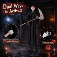 Tangkula 6 FT Halloween Animatronics Standing Grim Reaper with Sickle