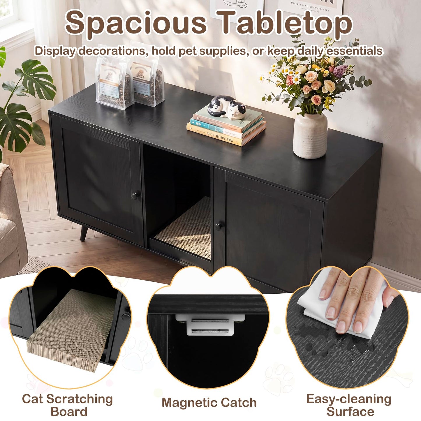 Tangkula Double Cat Litter Box Enclosure for 2 Cats