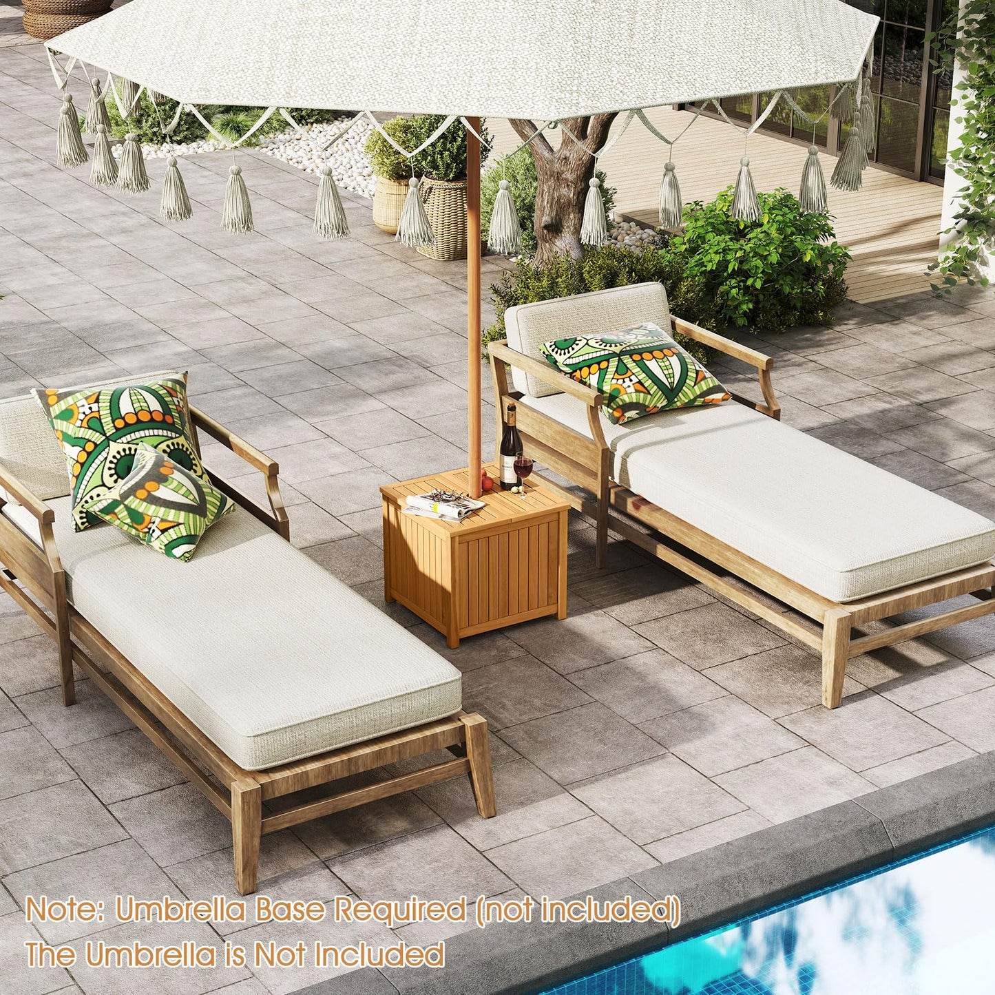 Tangkula 2-in-1 Outdoor Side Table with Storage